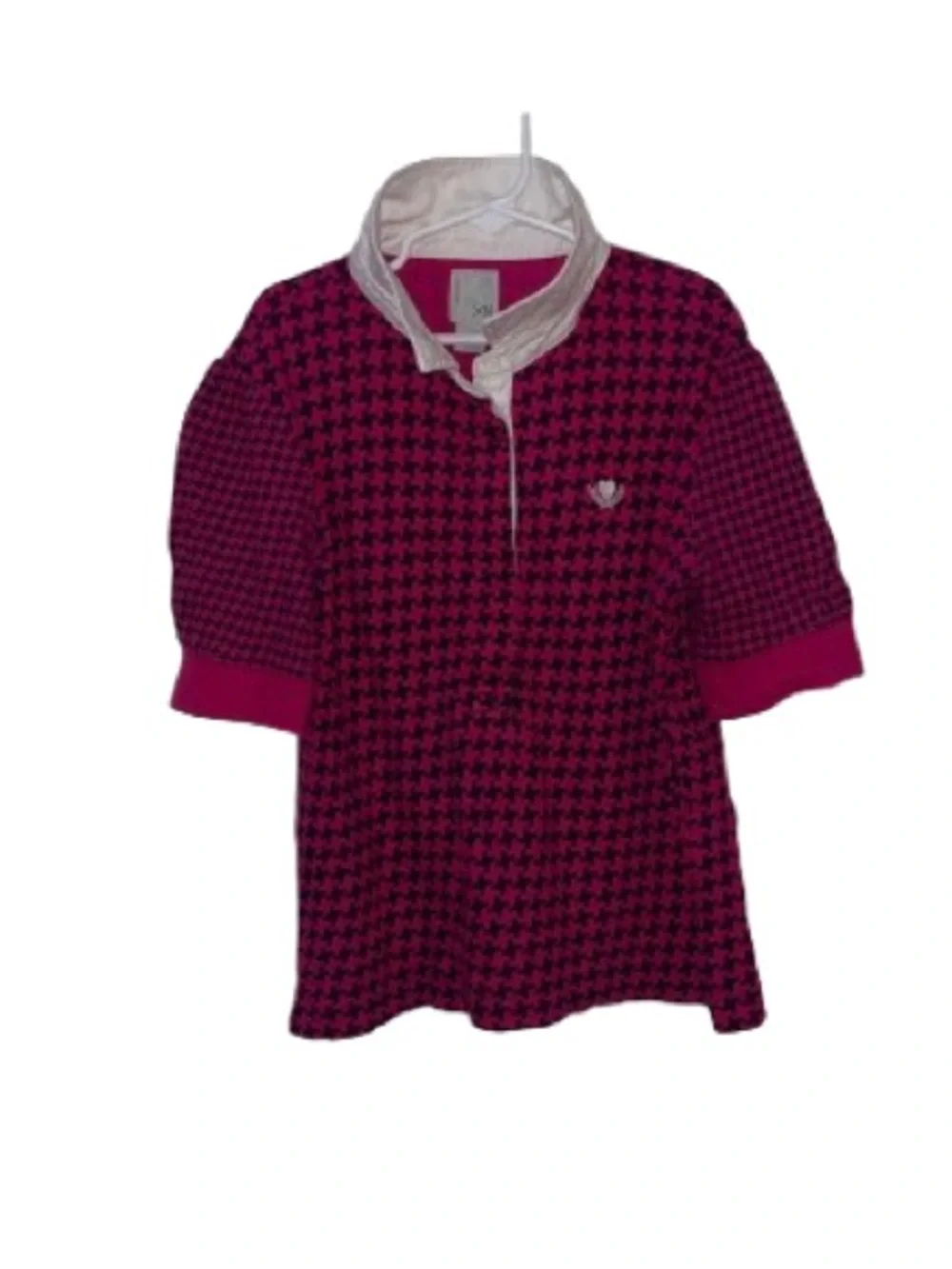 Old Navy pinkblue houndstooth polo Shirt Girls Size XL 14